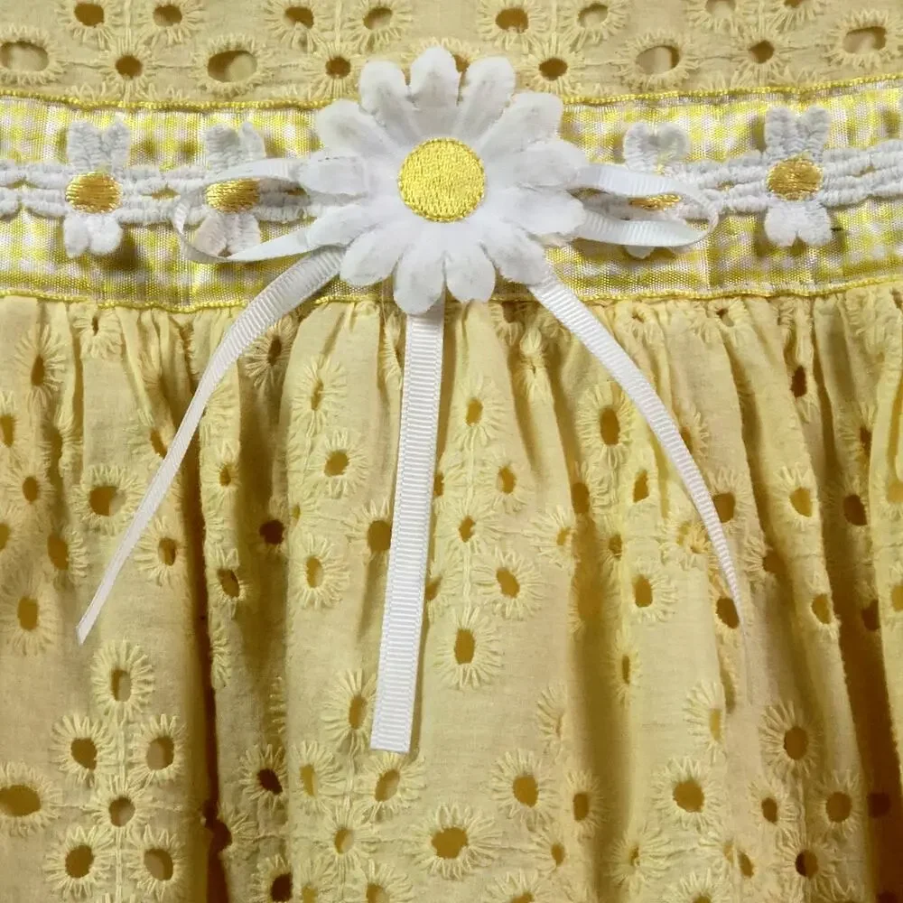 Blueberi Boulevard Yellow Daisy Eyelet Dress Size 4‎